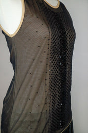 Freedom Roberto Cavalli Black Sequin Mesh Tank – S