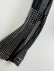 Gianfranco Ferre Jeans 2000s Black Mesh Rhinestone Cuff Top - L