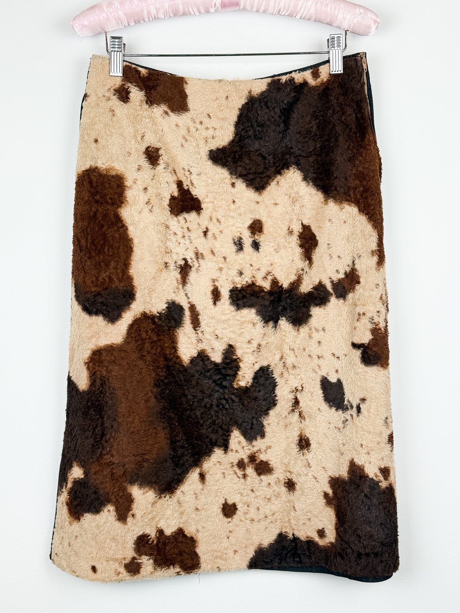 Kookai 2000s Cow Print Faux Fur Denim Two-Piece Set - 38/M