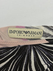 Emporio Armani Swim 2000s Pink & Black Floral Print Ruched Tank - M/L