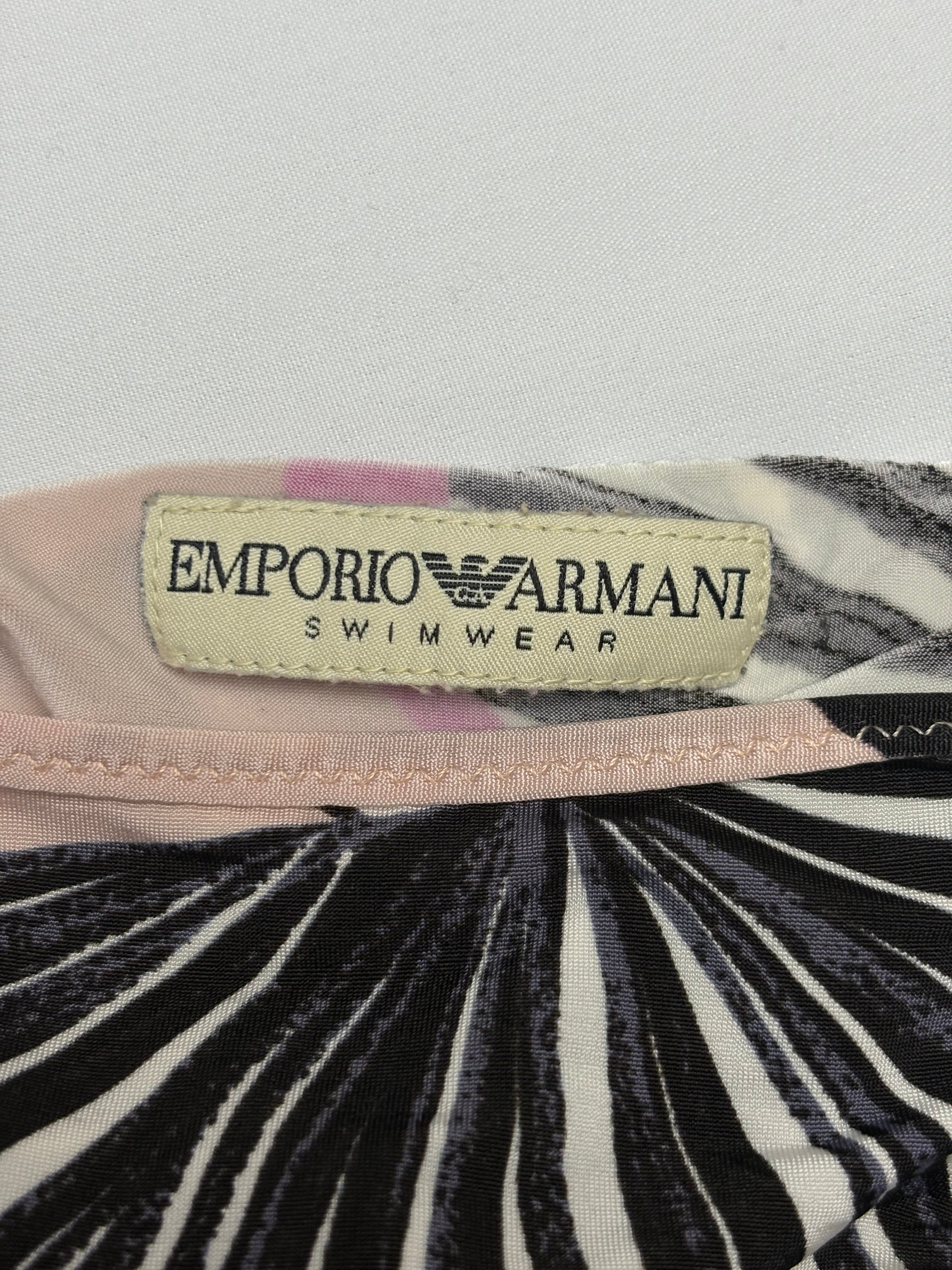 Emporio Armani Swim 2000s Pink & Black Floral Print Ruched Tank - M/L