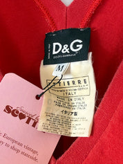 D&G Dolce & Gabbana Red Logo Lace Print Tank Top - M