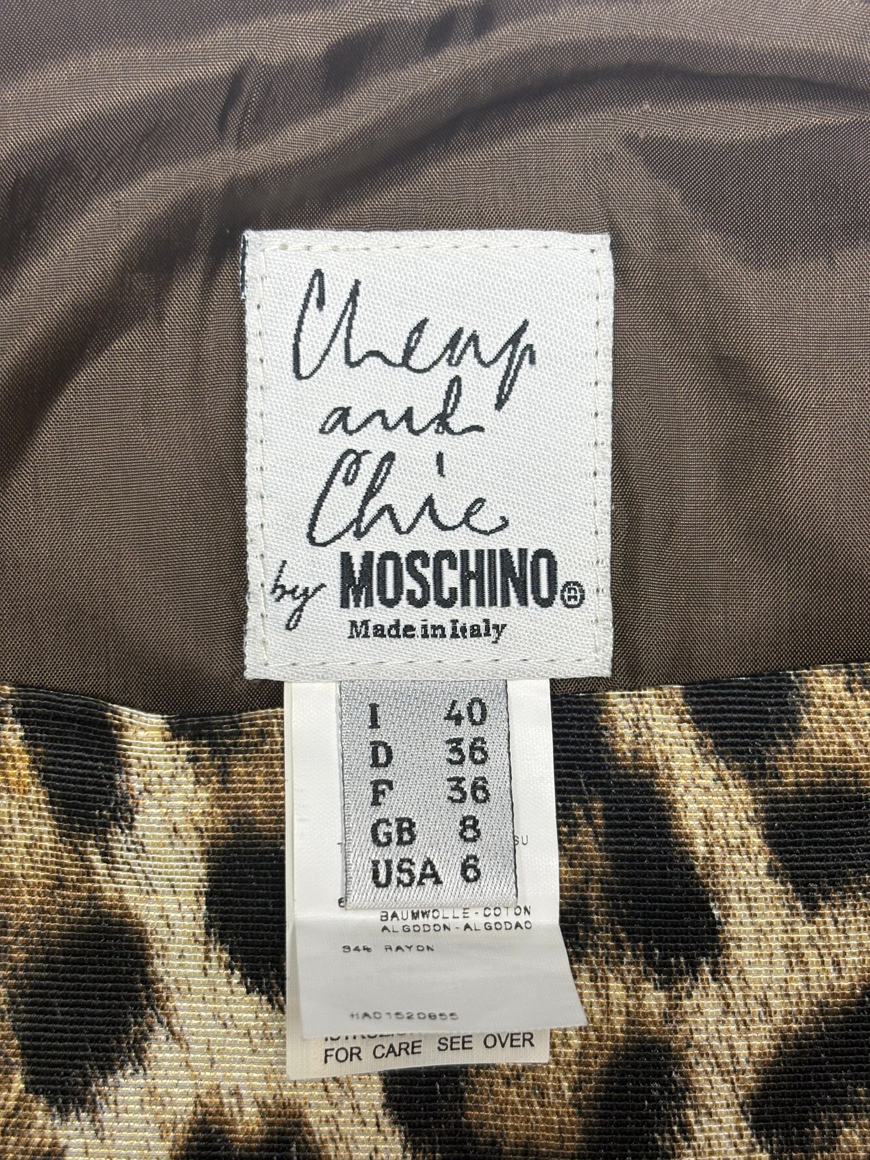 Moschino Cheap and Chic 2000s Gold Leopard Jacquard Mini Skirt - XS