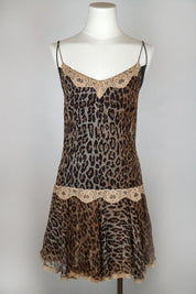 Dolce & Gabbana 2004 Silk Leopard & Lace Dress with Slip – XS
