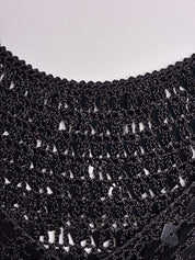 Vintage 1990s Black Square Sequin Crochet Tank - S/M
