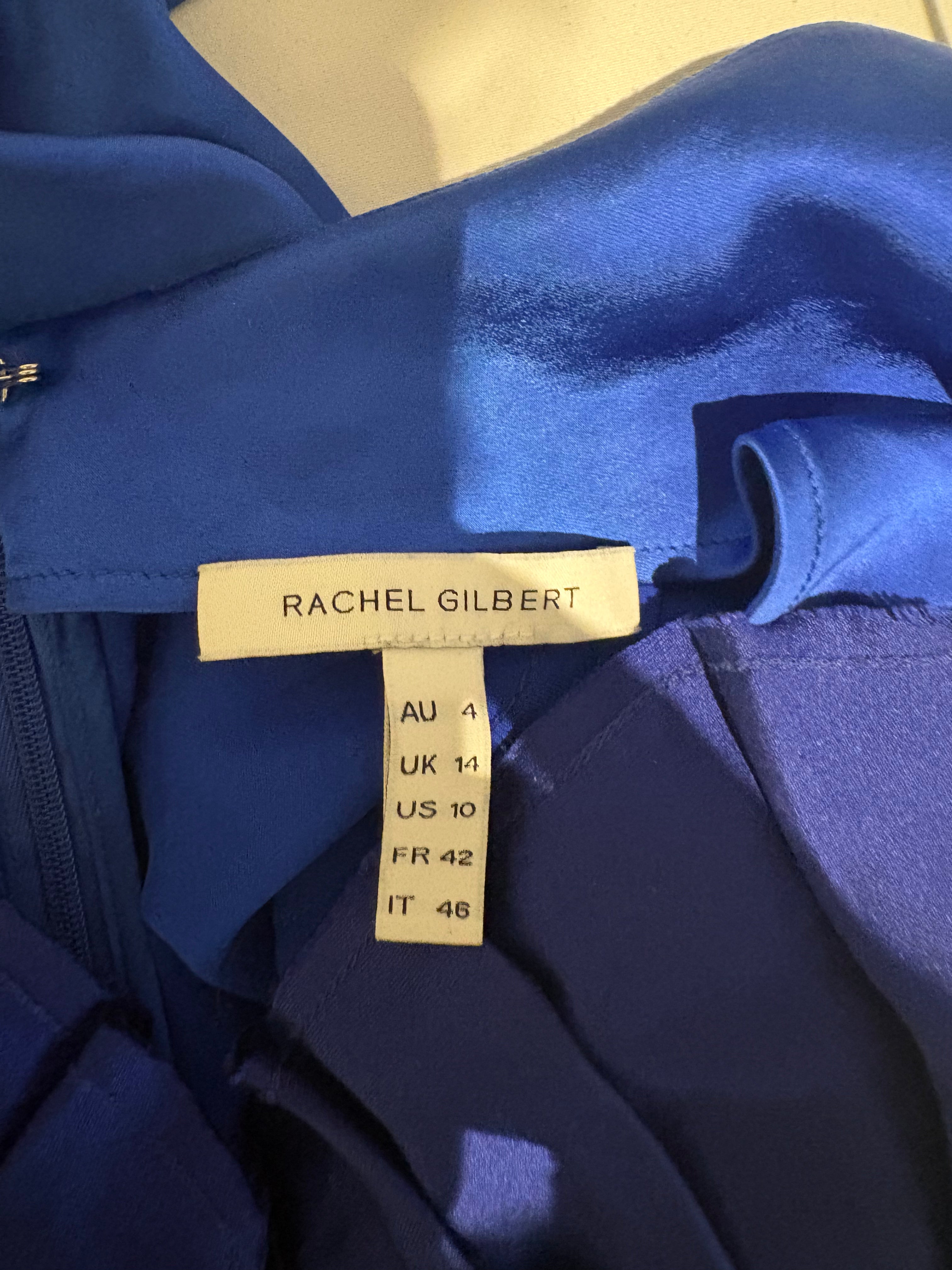 Rachel Gilbert Cobalt Blue Satin Bustier Gown - M/L