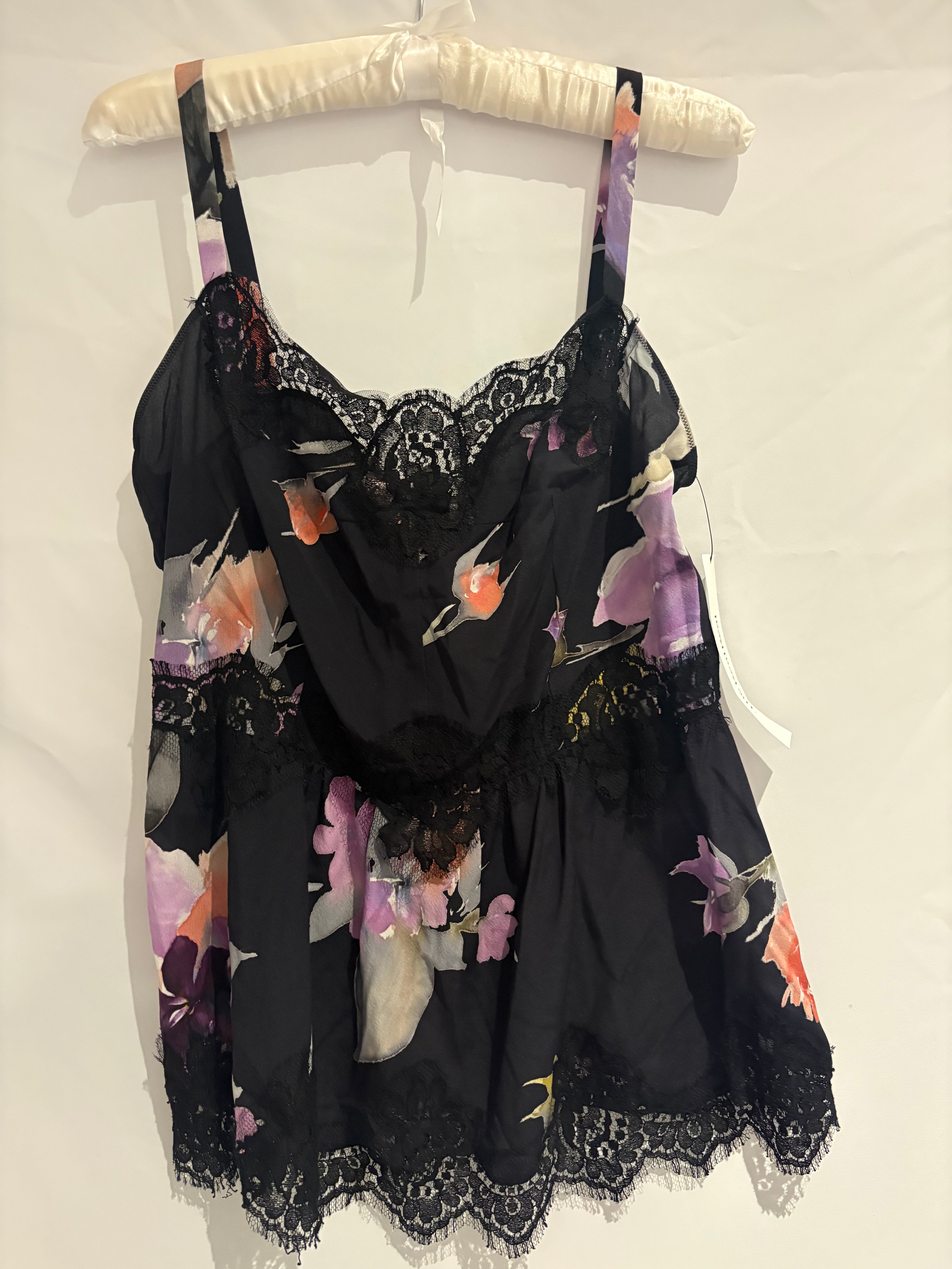 Dolce & Gabbana 2000s Orchid Floral Silk Lace Camisole - S/M