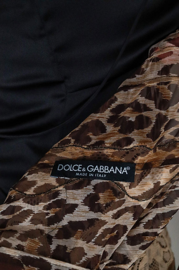 Dolce & Gabbana 2004 Silk Leopard & Lace Dress with Slip – XS