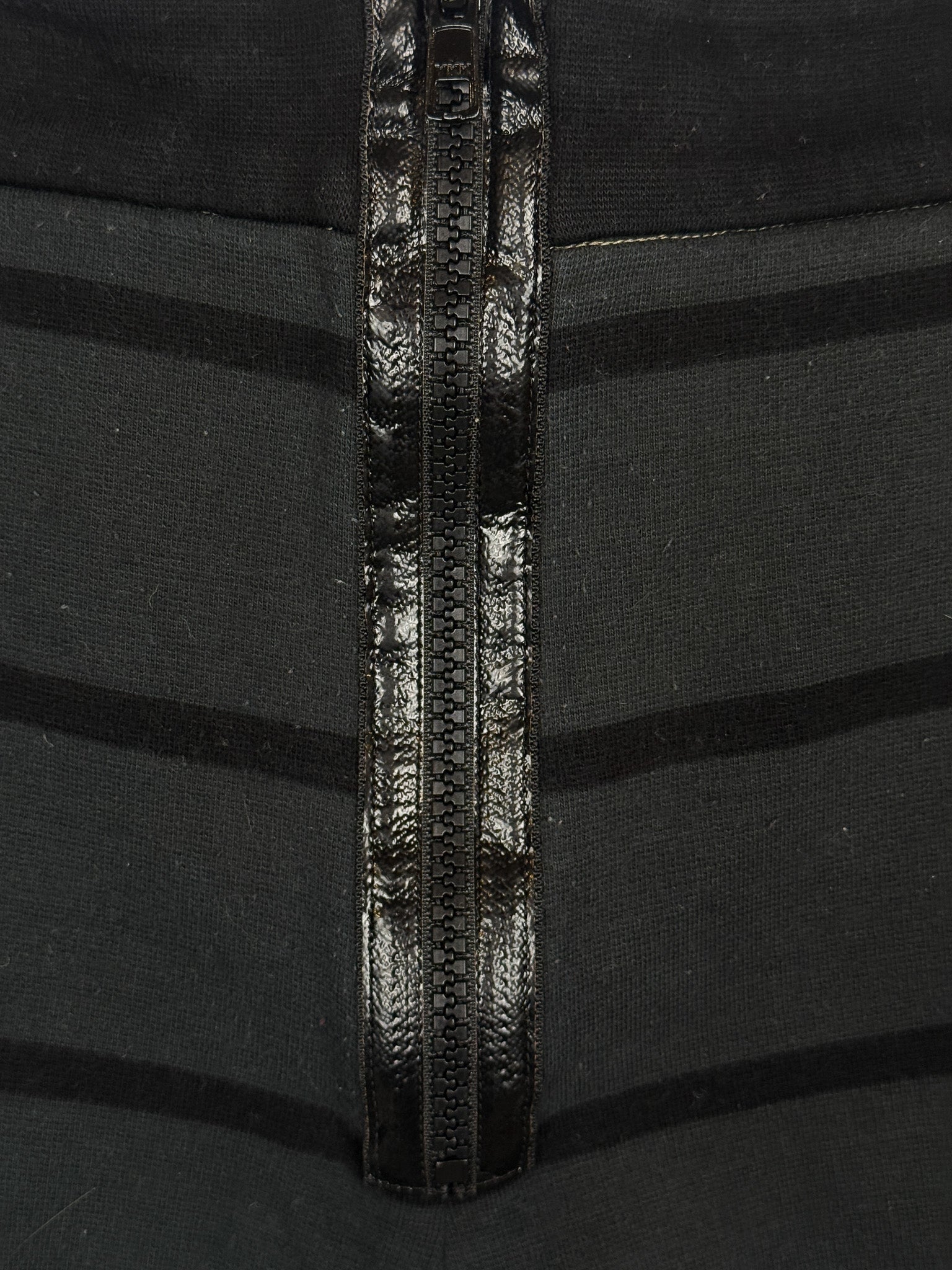 Sonia Rykiel 2000s Black Velvet Stripe Patent Zip Front Hot Shorts - XS/S
