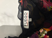 Fuego 2000s Black Floral Silk Rosette Camisole - XS/S