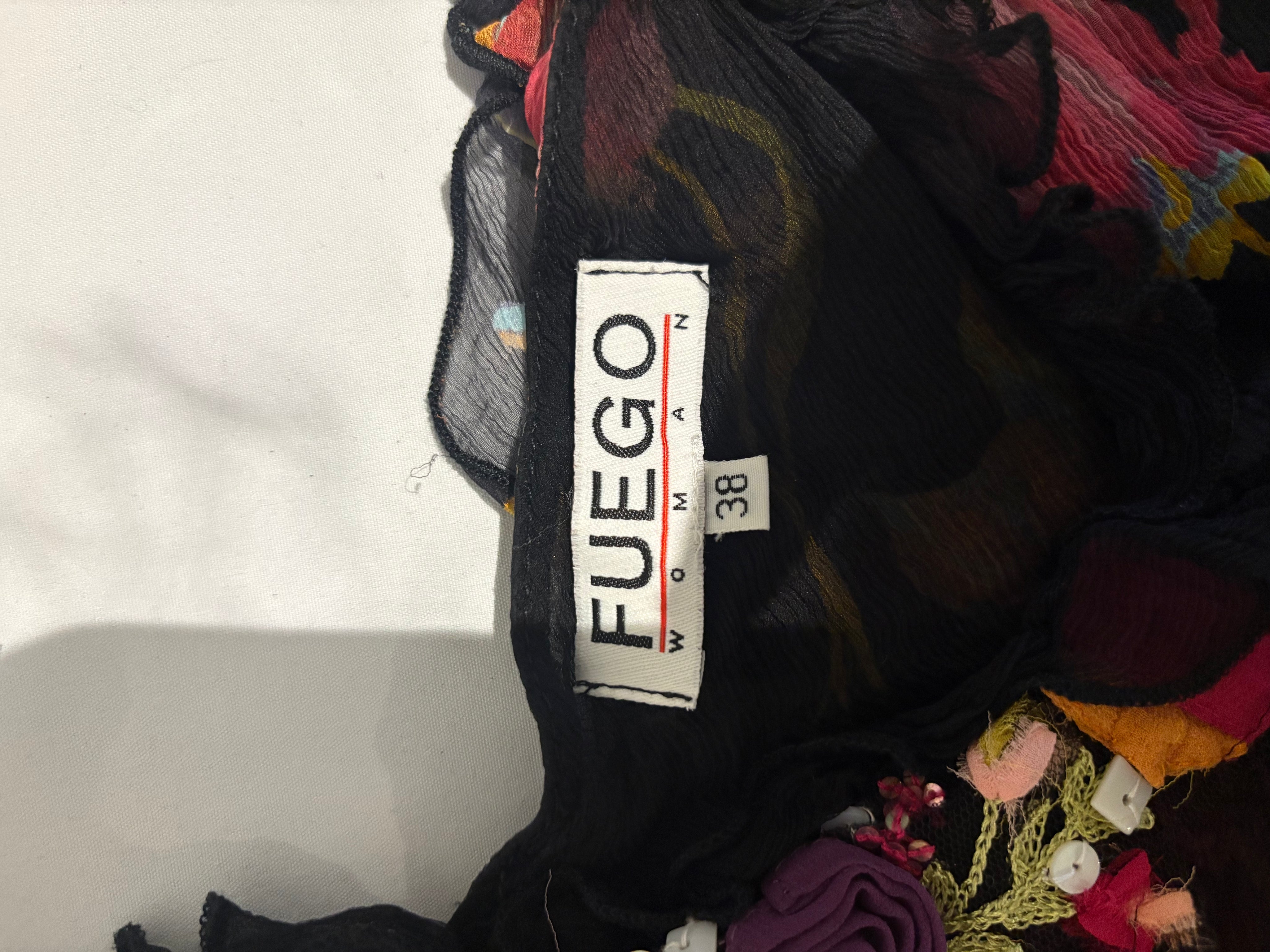 Fuego 2000s Black Floral Silk Rosette Camisole - XS/S