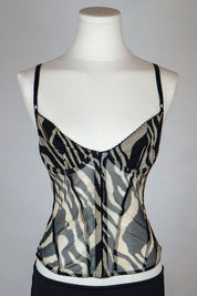 Roberto Cavalli 2000s Zebra Mesh Corset Top – M