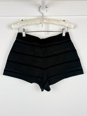 Sonia Rykiel 2000s Black Velvet Stripe Patent Zip Front Hot Shorts - XS/S
