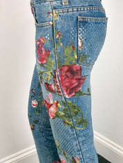 Roberto Cavalli F/W 1999 Iridescent Rose Painted Jeans – W28