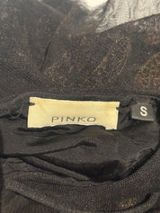 Pinko 2000s Black Jeweled Tiered Mesh Dress - S
