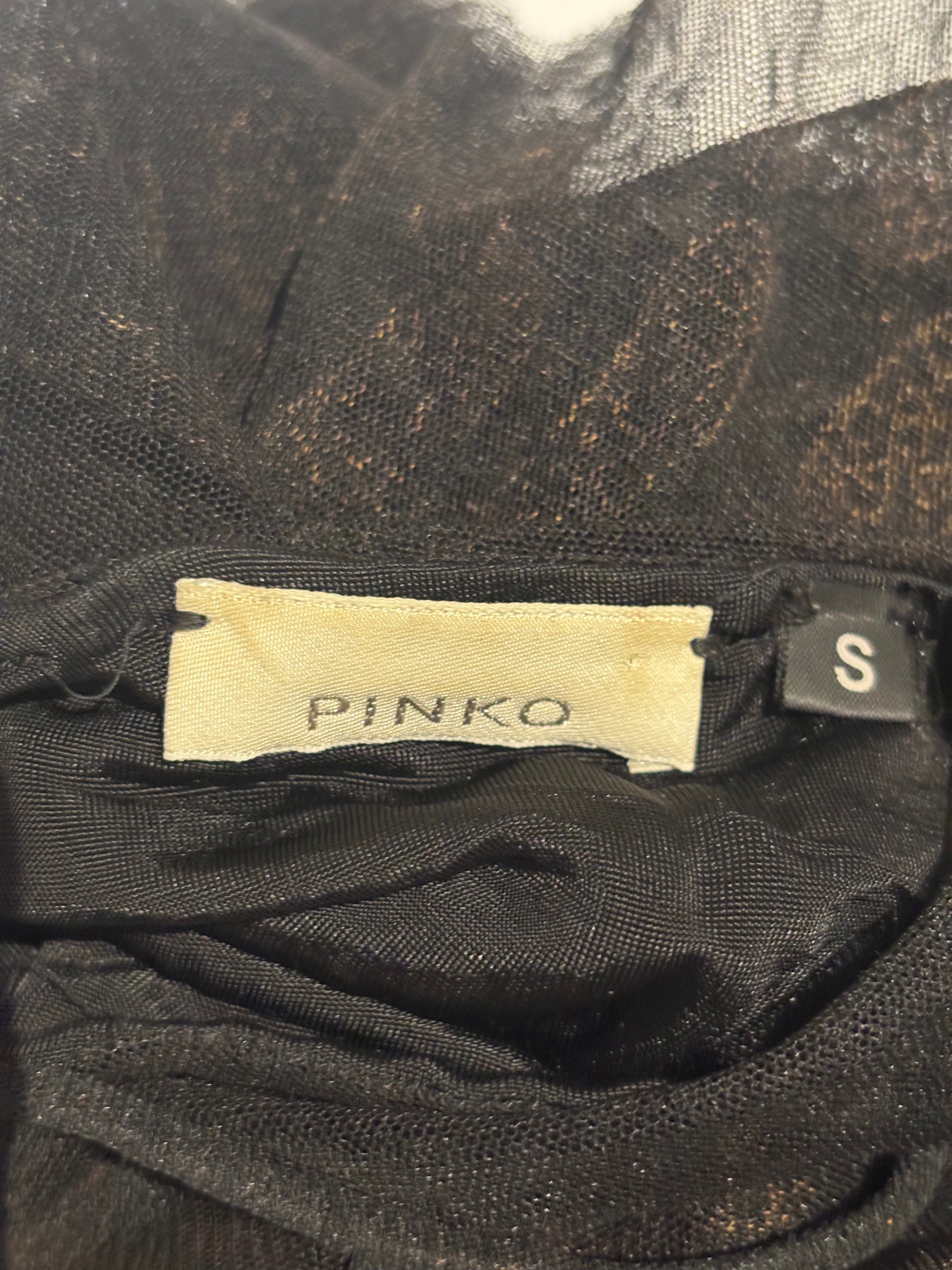 Pinko 2000s Black Jeweled Tiered Mesh Dress - S