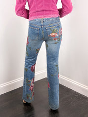 Roberto Cavalli F/W 1999 Iridescent Rose Painted Jeans – W28