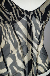 Roberto Cavalli 2000s Zebra Mesh Corset Top – M