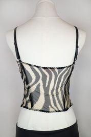Roberto Cavalli 2000s Zebra Mesh Corset Top – M