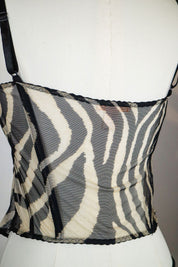 Roberto Cavalli 2000s Zebra Mesh Corset Top – M