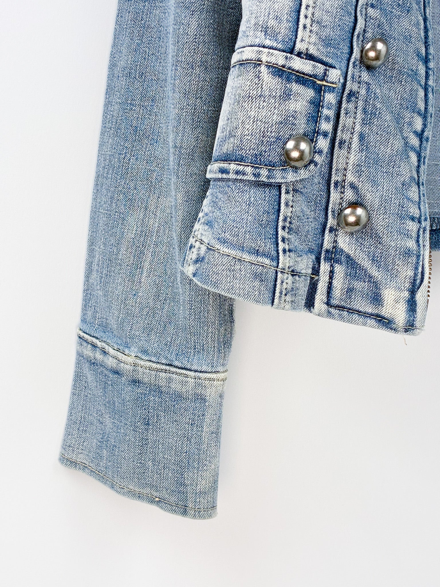 Fascinate Jeans 2000s Blue Military Dome-Stud Denim Jacket - M