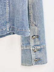Fascinate Jeans 2000s Blue Military Dome-Stud Denim Jacket - M