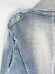 Fascinate Jeans 2000s Blue Military Dome-Stud Denim Jacket - M