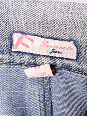 Fascinate Jeans 2000s Blue Military Dome-Stud Denim Jacket - M