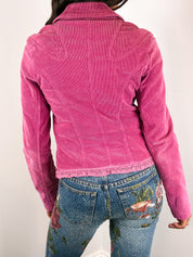 Compagnia Italiana 2000s Pink Corduroy Corset Lace-Up Jacket - XS/S
