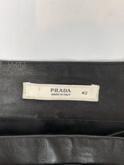 Prada 2000s Black Leather Mini Skirt - M