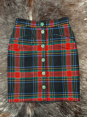 Love Moschino Red Tartan Button-Front Skirt