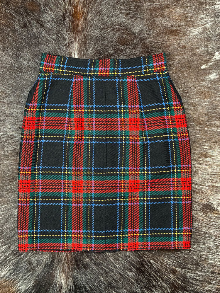 Love Moschino Red Tartan Button-Front Skirt
