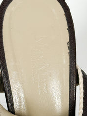 Max Mara 2000s Chocolate Brown Leather Rope Trim Square Toe Platform Sandals - EU 37