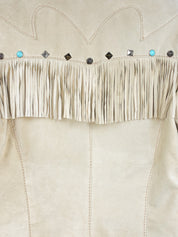 Rossodisera 2000s Tan Suede Fringe Western Jacket with Turquoise Studs - S/M