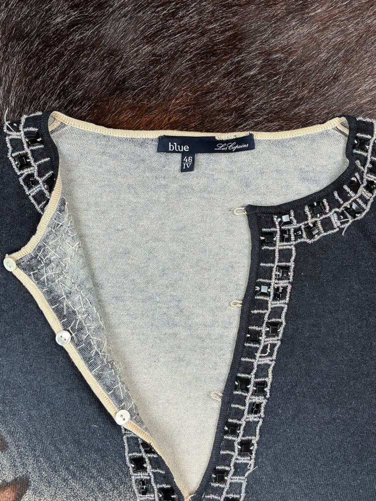 Les Copains 2000s Leopard Fade Knit Cardigan