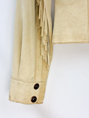 Rossodisera 2000s Tan Suede Fringe Western Jacket with Turquoise Studs - S/M