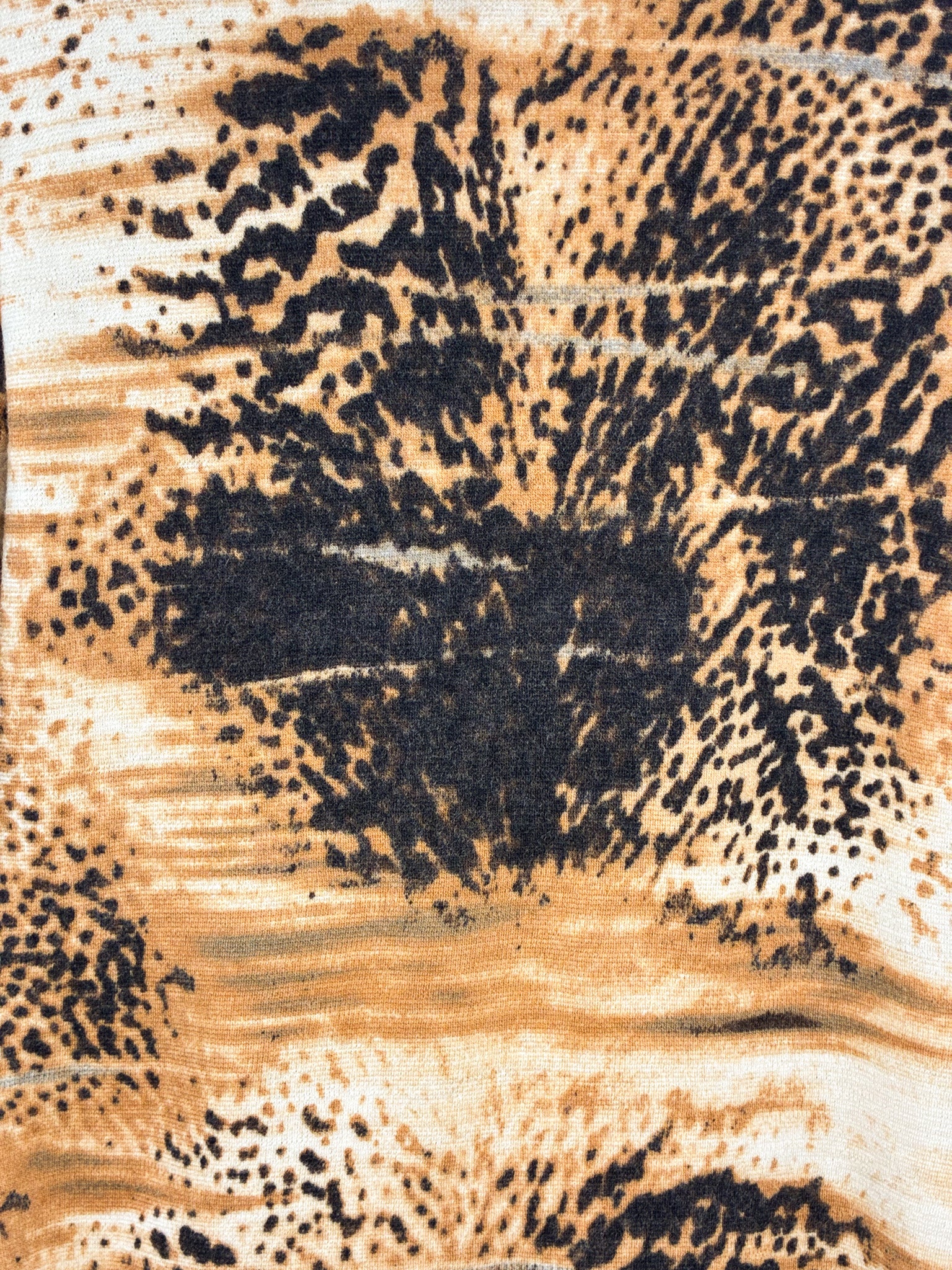 Daniela Drei 2000s Amber Animal Print Knit Jacket with Fur Collar - S/M