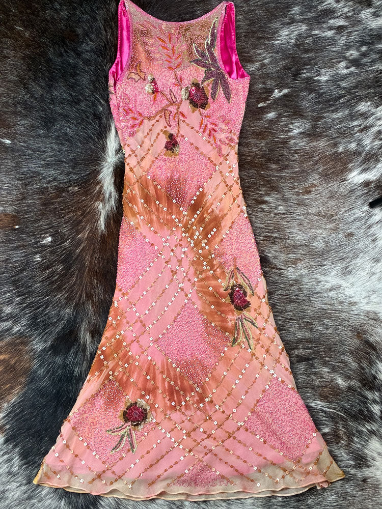 Aftershock 1990s Hand-Beaded Silk Maxi Dress