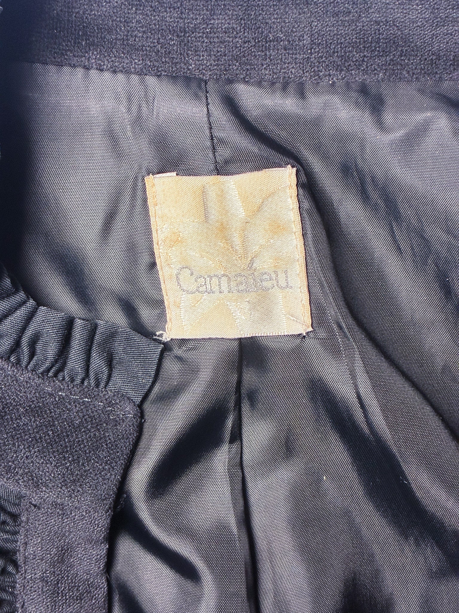 Camaieu 2000s Charcoal Faux Suede Ruffle-Trim Jacket - M