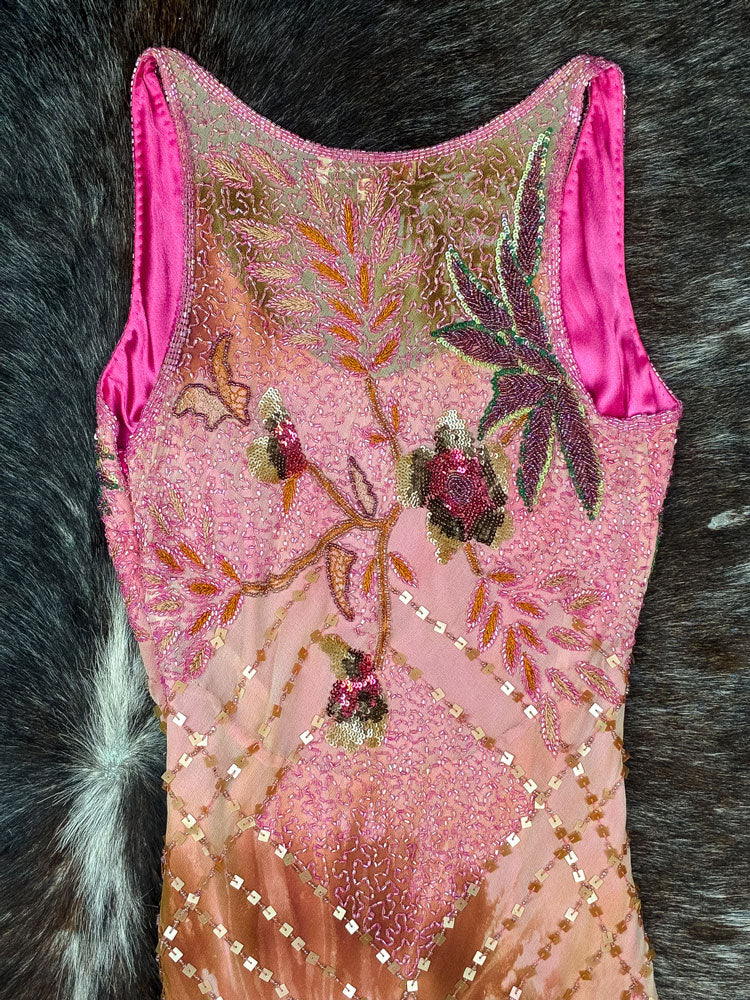 Aftershock 1990s Hand-Beaded Silk Maxi Dress