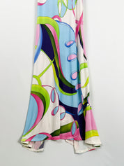 Roccobarocco 2000s Multi Color Abstract Print Maxi Dress - XS