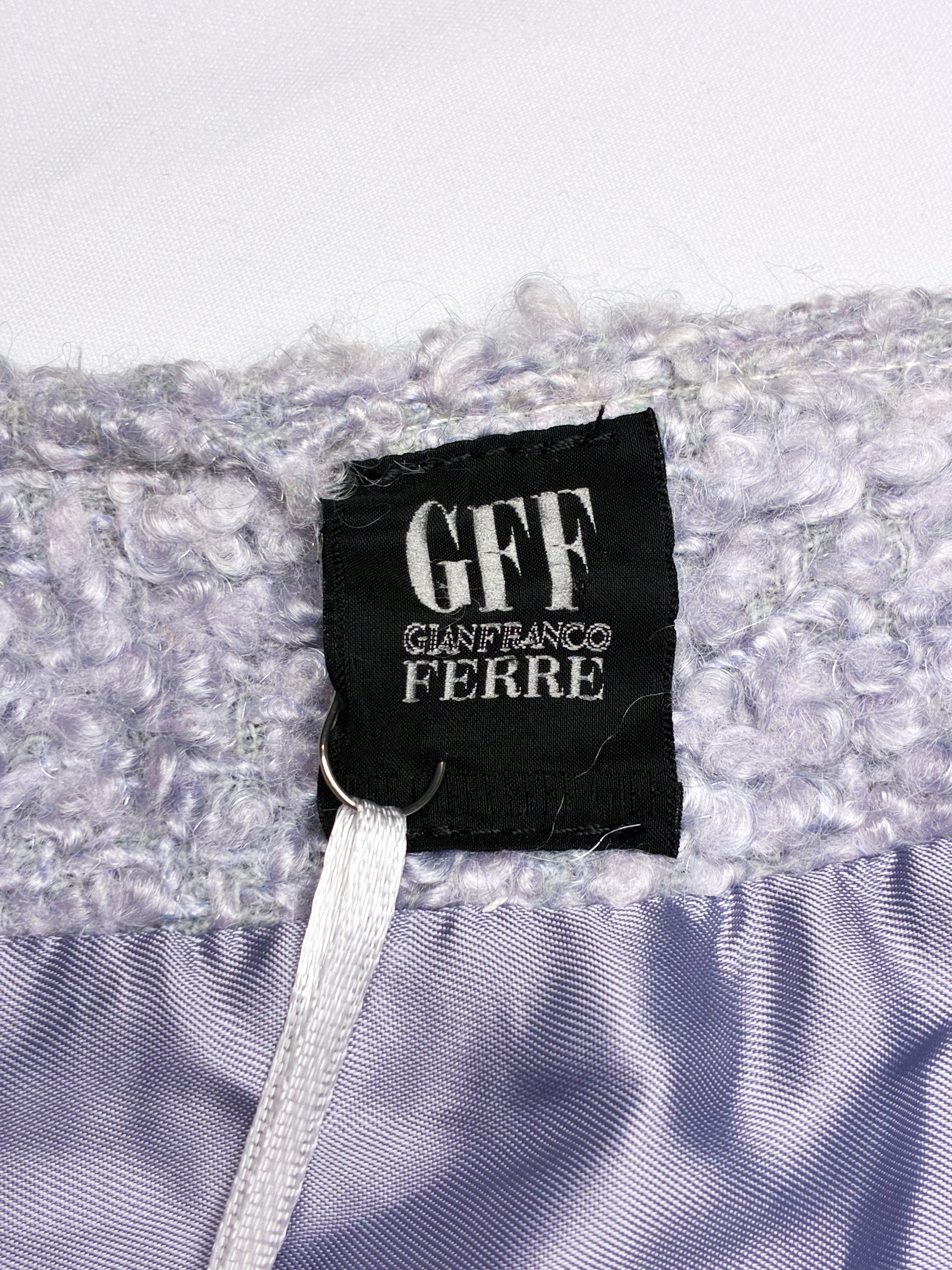 Gianfranco Ferré 1990s Pale Blue Boucle Tweed Blazer & Skirt Set - S