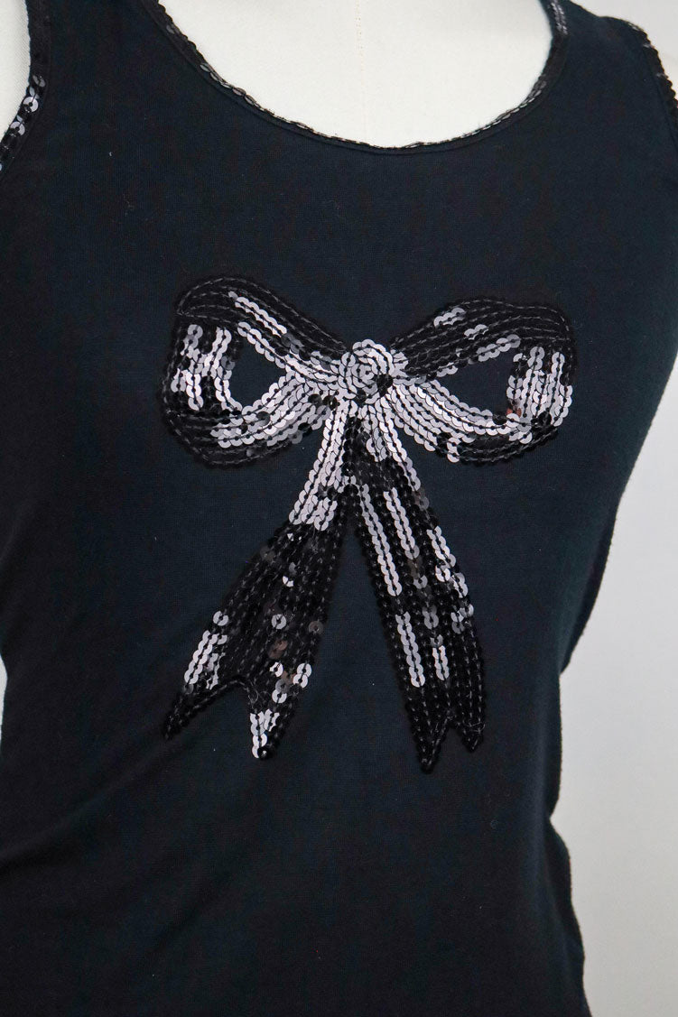Chantal Thomas Black Sequin Ribbon Tank Top – S-M