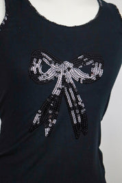 Chantal Thomas Black Sequin Ribbon Tank Top – S-M