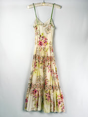 Derhy 2000s Floral Print Beaded Maxi Dress - S