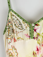 Derhy 2000s Floral Print Beaded Maxi Dress - S