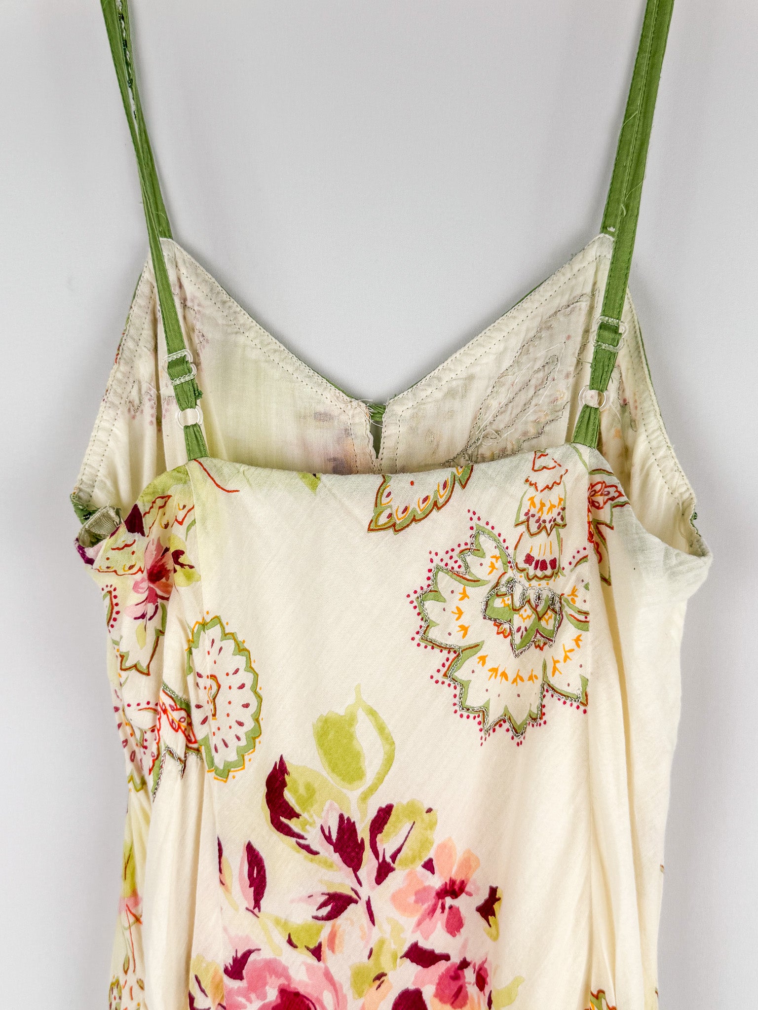 Derhy 2000s Floral Print Beaded Maxi Dress - S