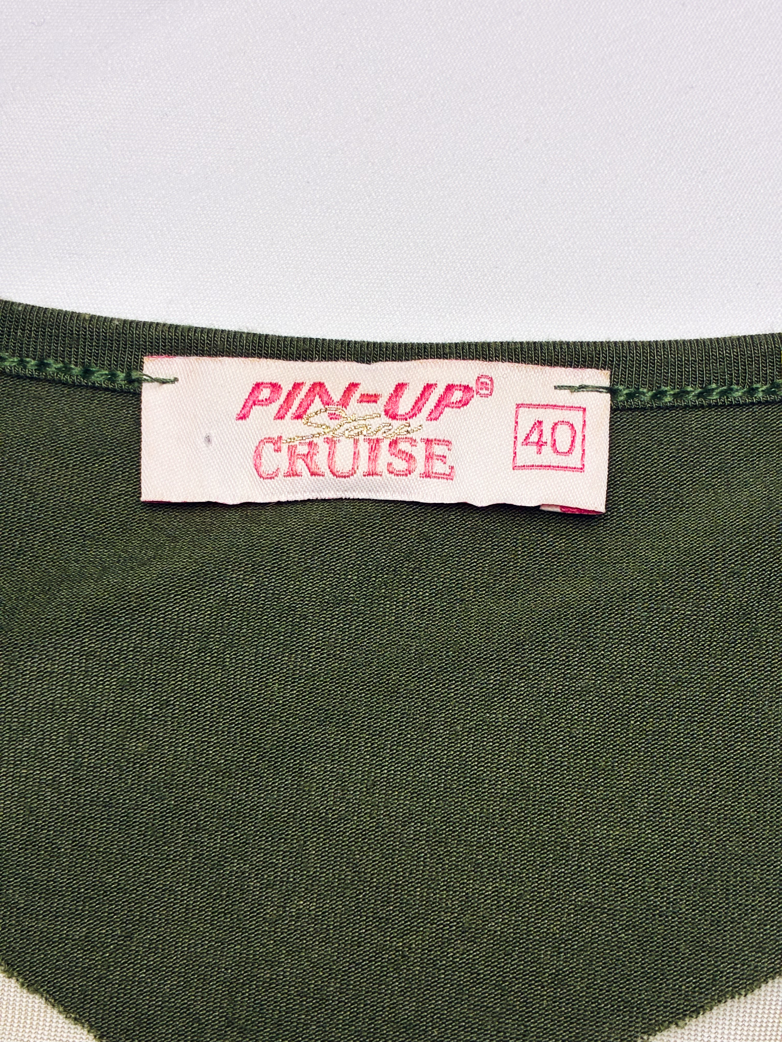 Pin-Up Cruise 2000s Olive Cutout Long Sleeve Cover-Up Dress - S/M
