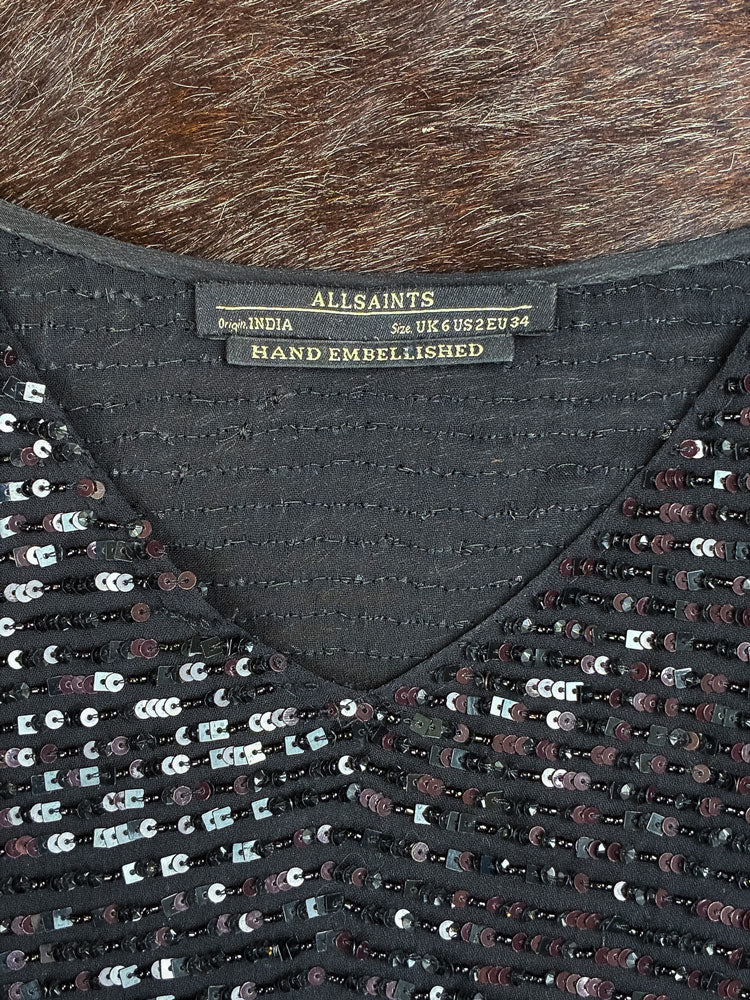 AllSaints Black Sequin Dress