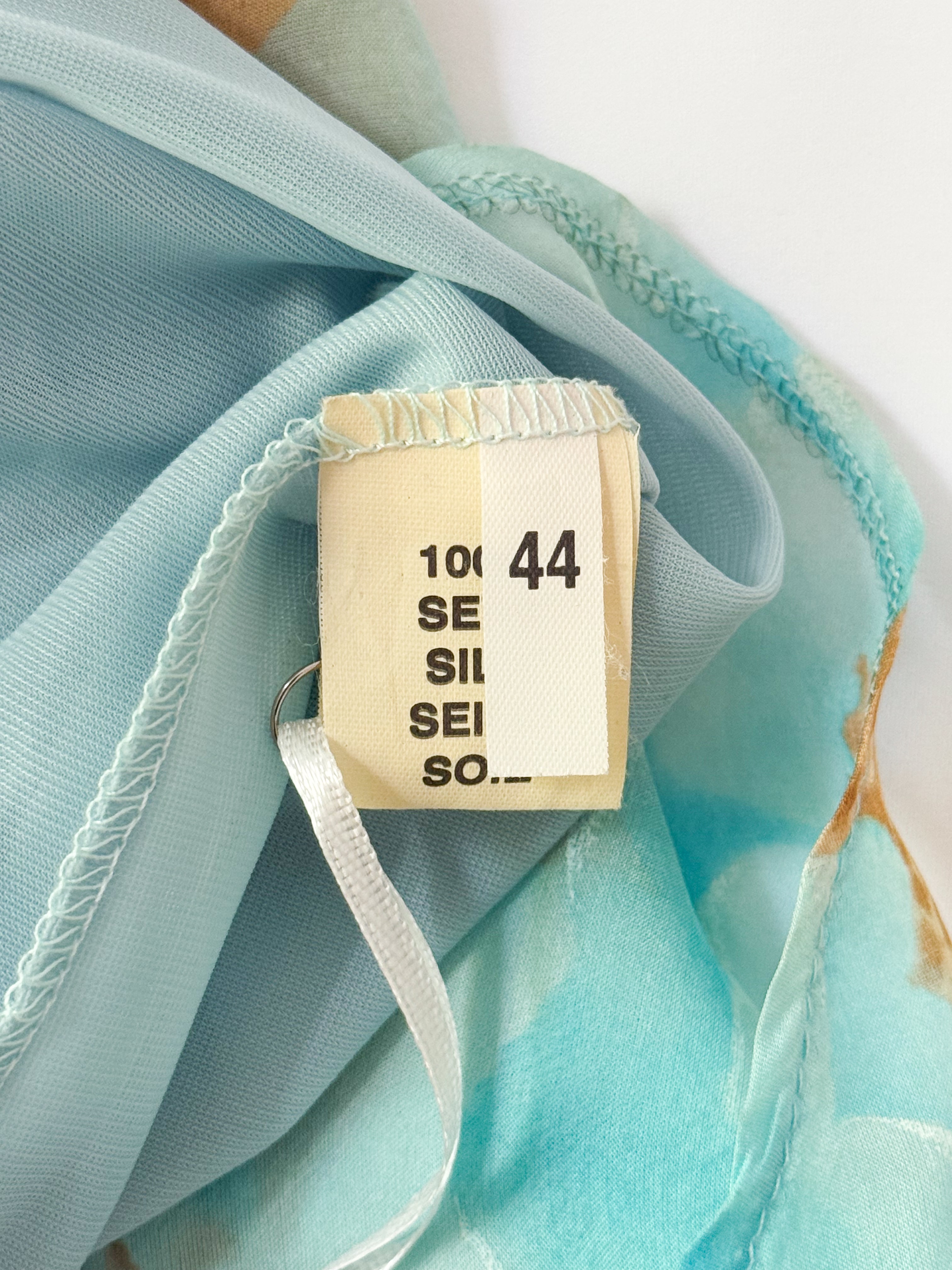2000s Blue Floral Silk Slip Dress - M